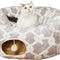 Large Cat Tunnel Bed with Plush Cover,Fluffy Toy Balls, Small Cushion and Flexible Design- 10 Inch Diameter, 3 Ft Length- Great for Cats, and Small Dogs, Gray Geometric Figure